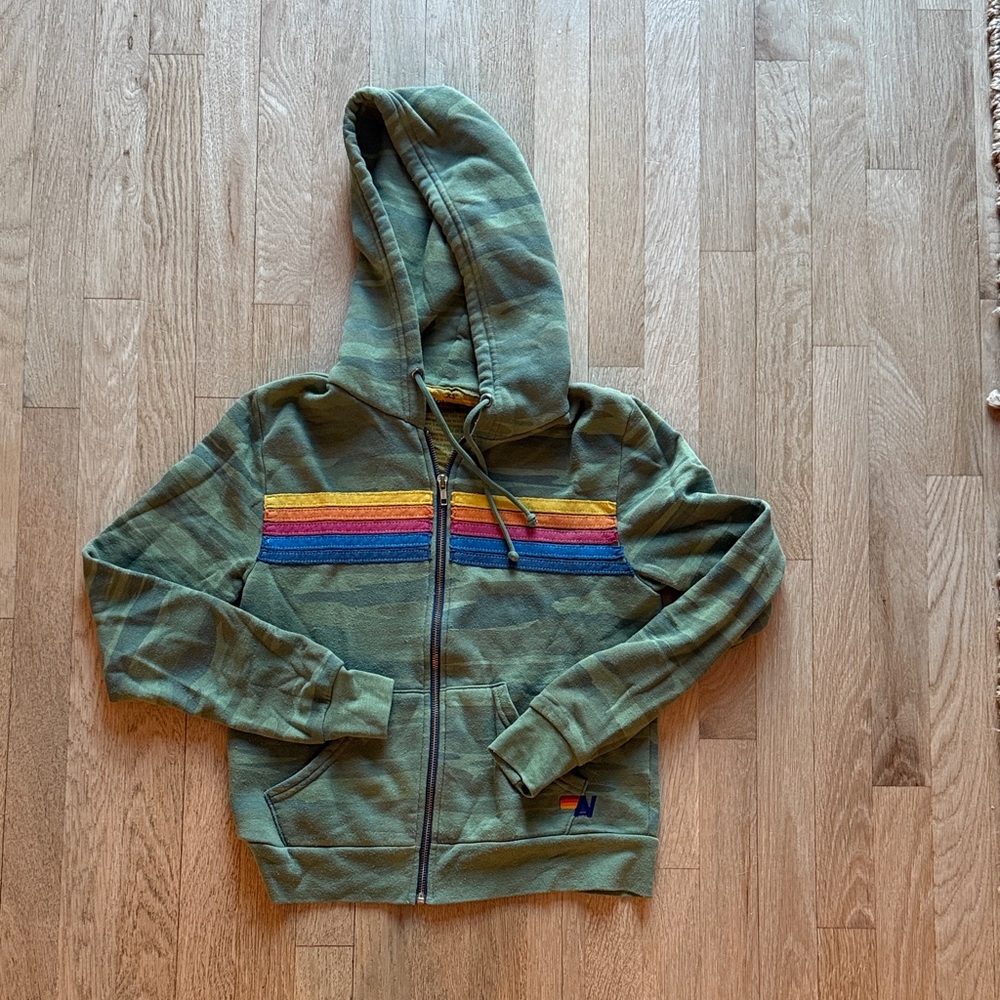 Aviator Nation camo zip up hoodie XS